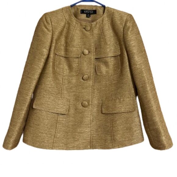 Kasper Women’s Military Style Blazer Jacket in Silky Tan Sz-4P - Picture 1 of 5